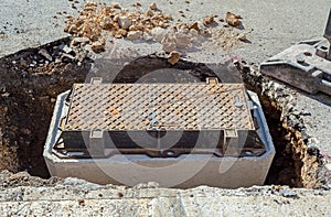 Cockpit concrete and cast iron manhole