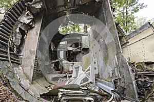 Cockpit of crashed airplane