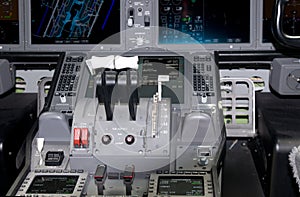 Cockpit detail of airliner photo