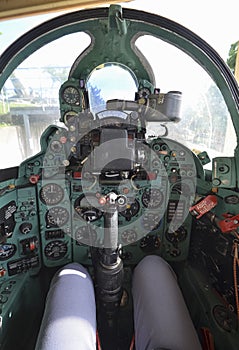 The cockpit of the famous Mig-21 fighter