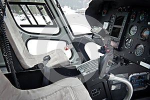 Cockpit of helicopter