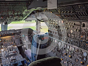 Cockpit of a jumbo jet