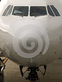 Cockpit of a landed airplane photo