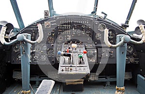 Cockpit of an old biplane