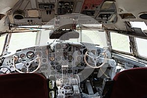 Cockpit of an old plane