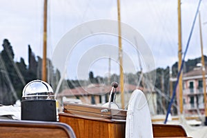 cockpit of a old sailing boat
