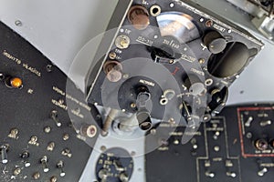 Cockpit of an old soviet propeller airplane