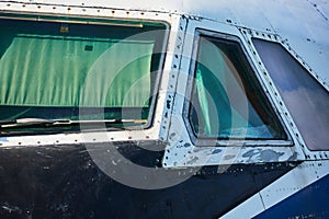 The cockpit of a passenger plane closeup