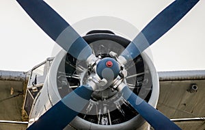 cockpit propeller and wing of an old vintage airplane