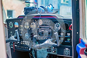 Cockpit of a small aircraft