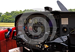 Cockpit of small airplane