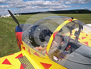 Cockpit of small airplane