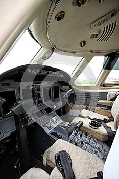 Cockpit of the small jet