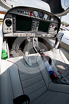 Cockpit of small sport airplane