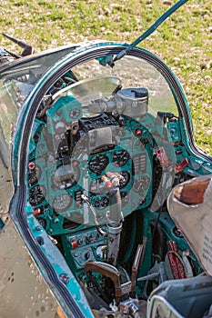 Cockpit of Soviet Jetfighter Mig photo