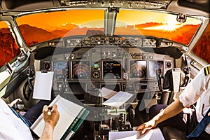 Cockpit at sunset