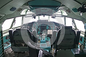 Cockpit Tupolev 154 on Minsk airport, Belarus photo