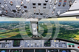 Cockpit view at landing