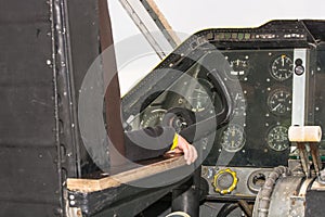 Cockpit of a vintage aircraft