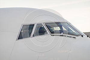 A cockpit window or windshield plane