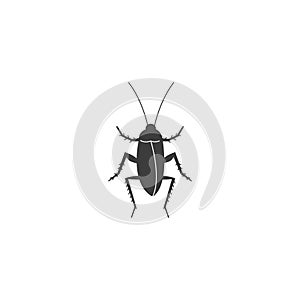 Cockroach black silhouette, flat vector illustration isolated on white background.