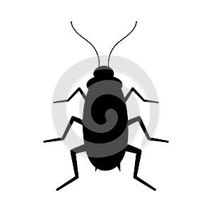 Cockroach black silhouette vector icon isolated on white background.
