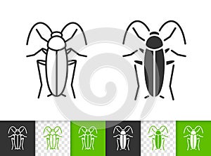 Cockroach bug insect simple black line vector icon