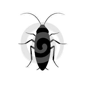 Cockroach bug vector icon. Roach silhouette insect black icon illustration pest.