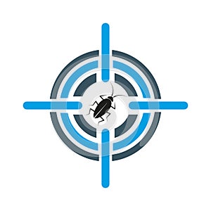 Cockroach in crosshair symbol. Disinsection of premises. Pest control services. Isolated image