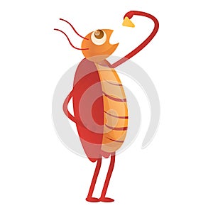 Cockroach eating icon, cartoon style