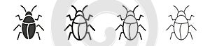 Cockroach icon vector set on white background