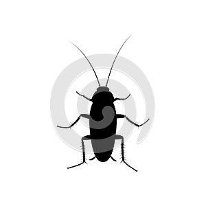 Cockroach insect icon isolated on white background, Pest bug silhouette top view. Flat body parasite pollution, roaches