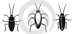 Cockroach insect icons set, simple style