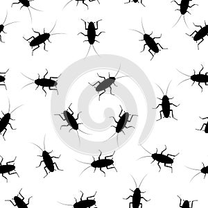 Cockroach insect seamless pattern background, Pest bug top view. Flat body parasite pollution, roaches vector