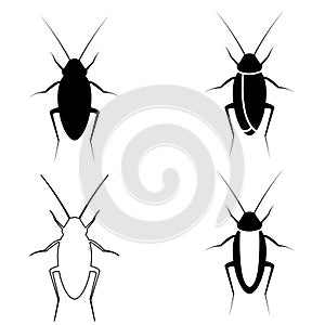 Cockroach insect vector icons set. pest illustration symbol collection.