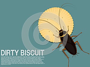 A cockroach is occupying a piece of biscuit