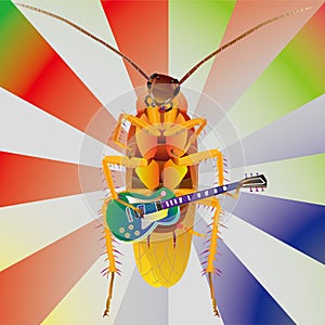 Cockroach play guitar
