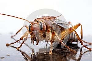 cockroach is prominently displayed on white
