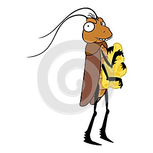 Cockroach take cheese icon cartoon vector. Insect control