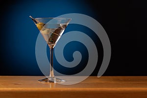 Cocktail allure: Classic martini cocktail on a bar table