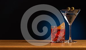 Cocktail allure: Drinks beautifully arranged on a bar table