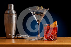 Cocktail allure: Drinks beautifully arranged on a bar table