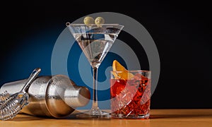 Cocktail allure: Drinks beautifully arranged on a bar table