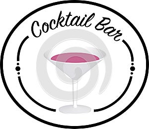 Cocktail Bar logo with glass in the middle / transparant