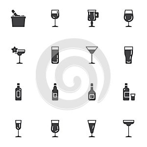 Cocktail bar menu vector icons set
