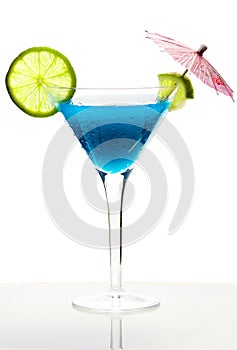 Cocktail with blue curacao