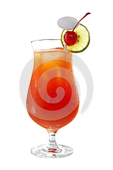 Cocktail from carrot juice on white background