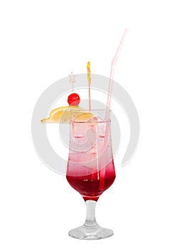 Cocktail with cherry isolated