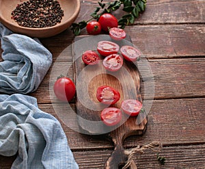 cocktail cherry tomatoes on a wooden