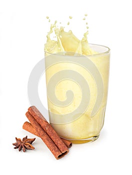 Cocktail with cinnamon and milk. Egg nog